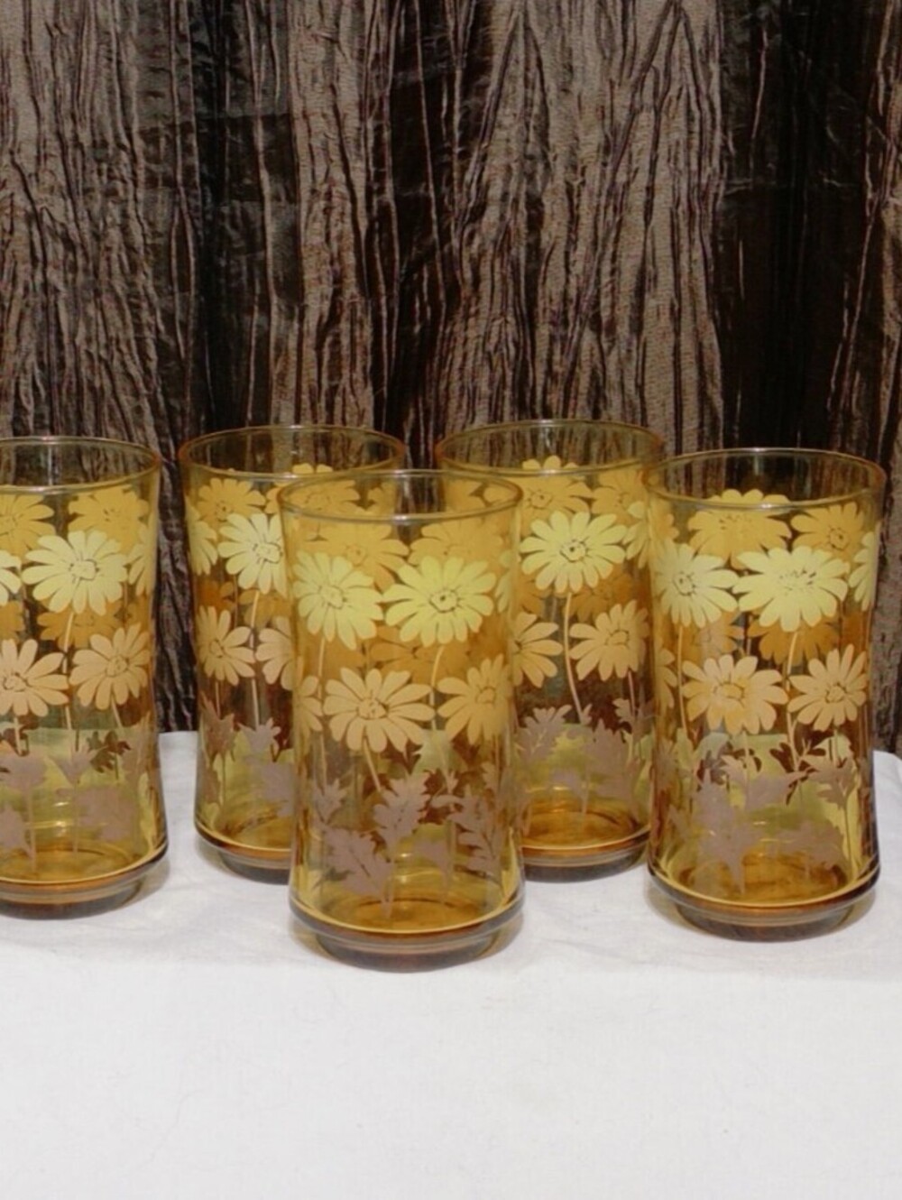 Vintage Libbey "Country Garden" daisy drinking glasses Set of 5